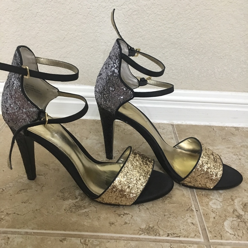 Strappy glitter heels